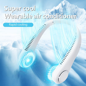 2024 1200mAh New Mini Neck Mounted Fan Portable Bladeless Neck Rechargeable Air Cooler 3 Speed Mini Summer Sports Fan Outdoor