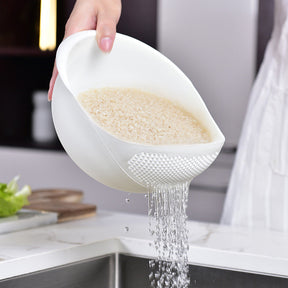 Rice Sieve Plastic Colander Kitchen Drain Basket with Handles Rice 𝒦