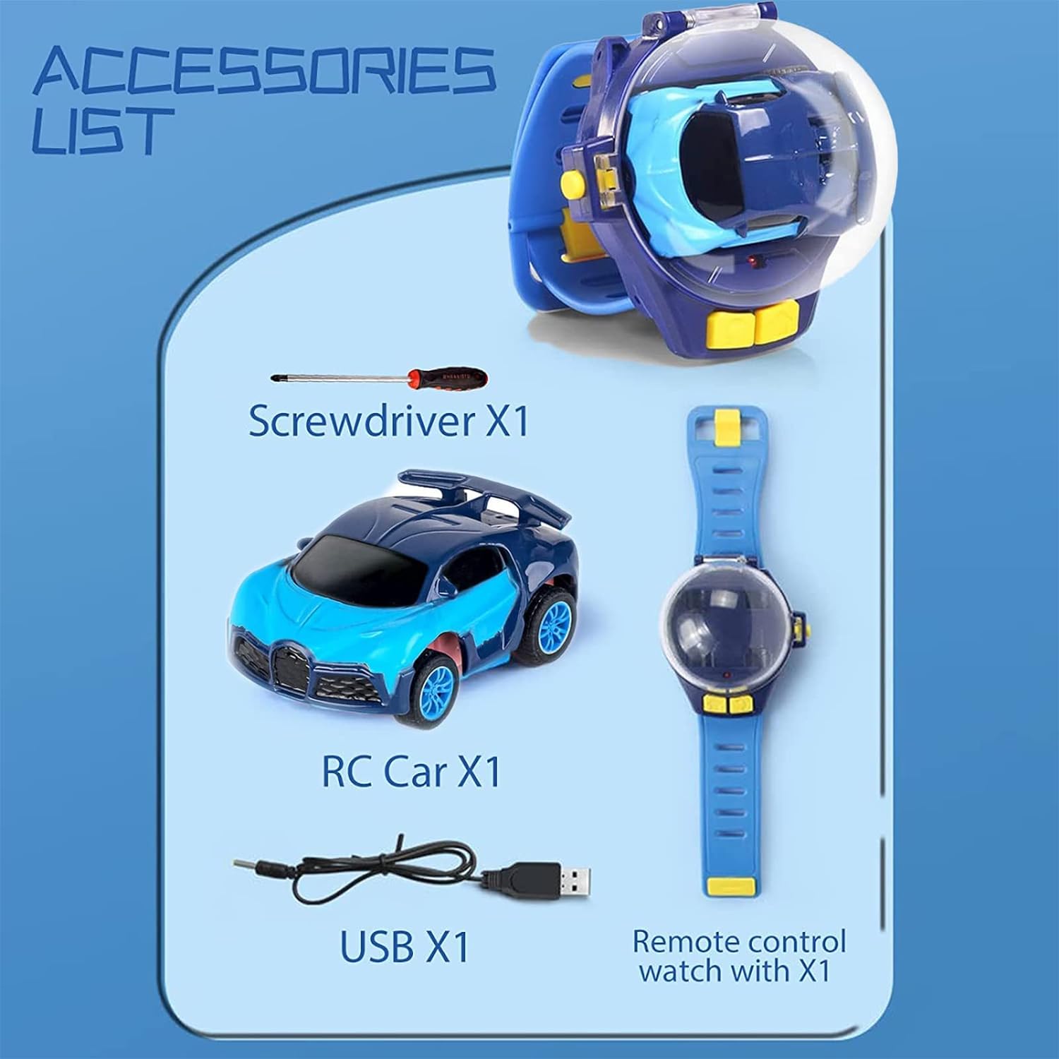 Mini Wrist Watch RC Car 2.4 GHz USB Rechargeable 𝒦