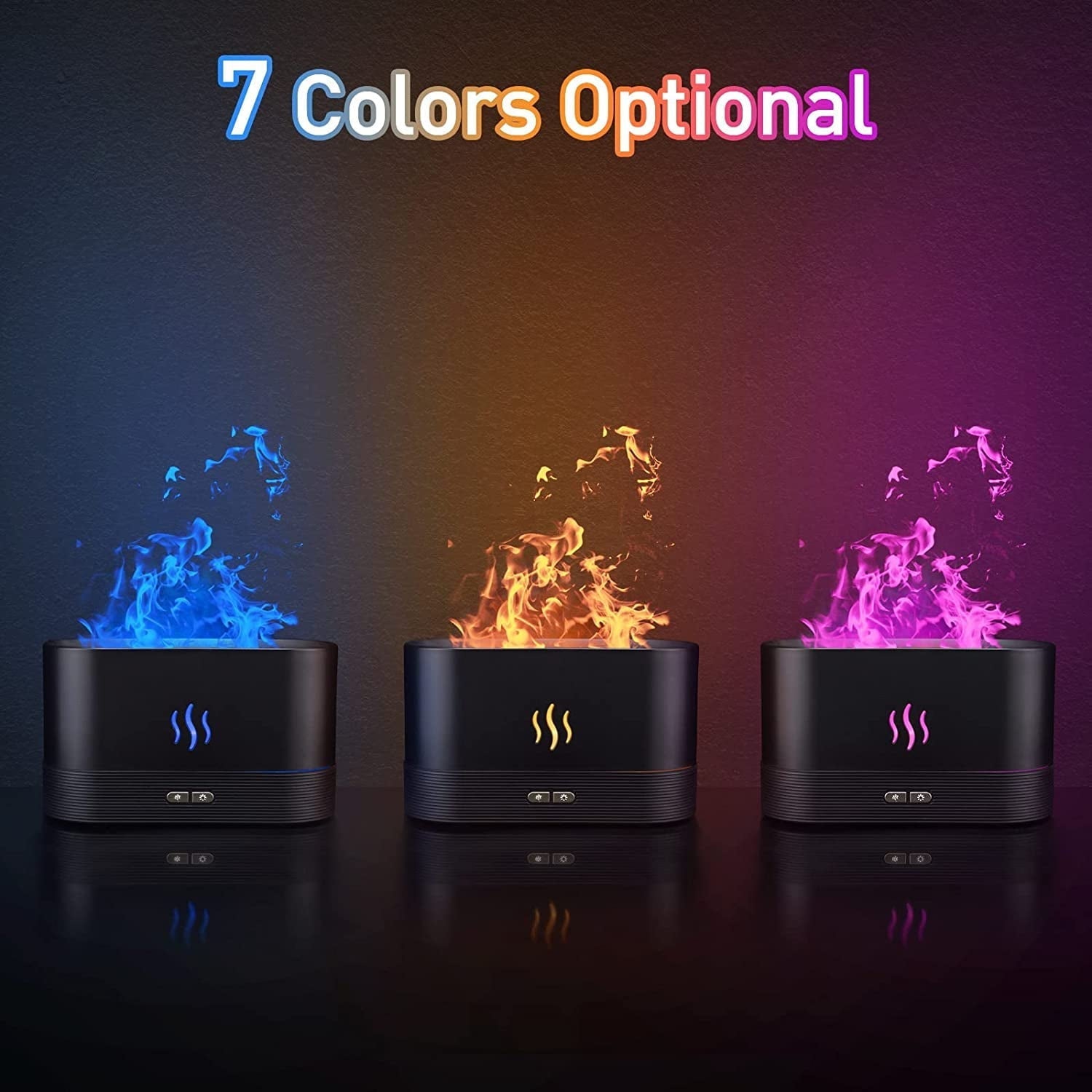 Colorful Flame Air Aroma Diffuser Humidifier, 180ml Upgraded 7 Flame Colors 𝒦