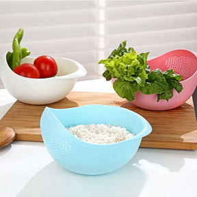 Rice Sieve Plastic Colander Kitchen Drain Basket with Handles Rice 𝒦