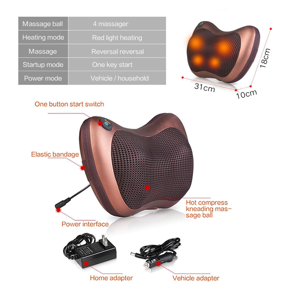 Body Massage Pillow Heating Kneading car and home massage pillow  𝒦